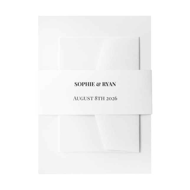 Minimalist Wedding Belly Band Wrap | Elegant Invitation Belly Band (Front Example)