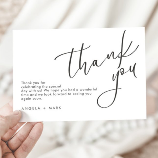 Minimalist Wedding Black Script Thank You Card (Creator Uploaded)