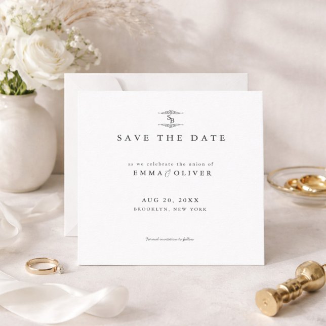 Minimalist Wedding black & white Save the Date  (Creator Uploaded)