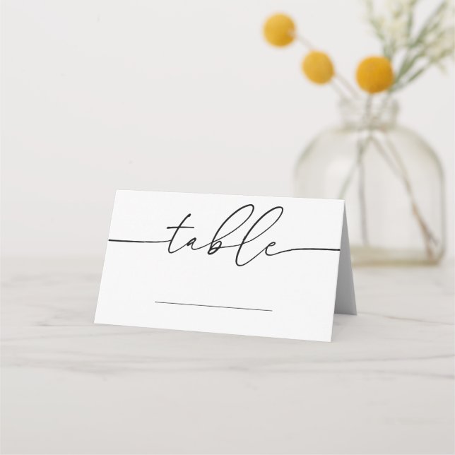Minimalist Wedding Bridal Baby Shower Table Number Place Card (Front)