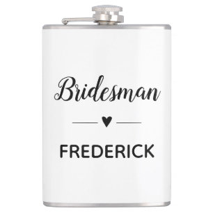 Minimalist Wedding Bridesman Personalised Hip Flask