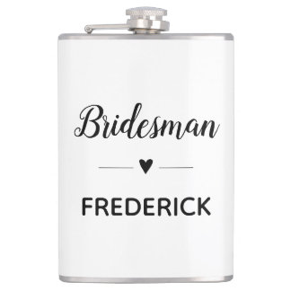 Minimalist Wedding Bridesman Personalised Hip Flask