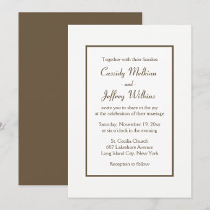 Minimalist Wedding Brown & White Modern Elegant Invitation
