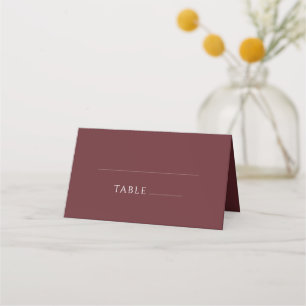 Minimalist Wedding Burgundy Typography Place Card