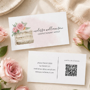 Minimalist Wedding Cake with QR Code  Business Card