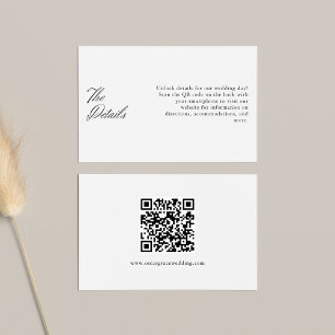 Minimalist Wedding Calligraphy QR Code Details Enclosure Card
