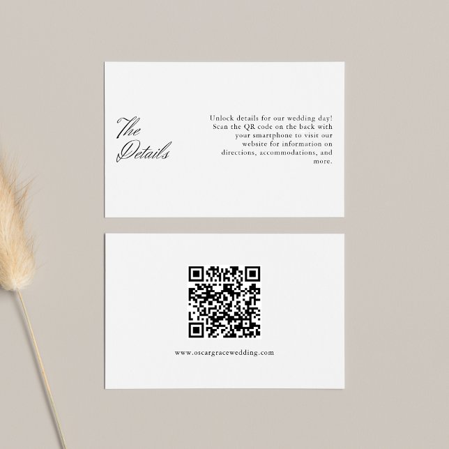 Minimalist Wedding Calligraphy QR Code Details Enclosure Card (Creator Uploaded)