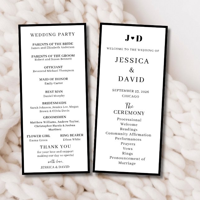 Minimalist Wedding Ceremony Program Modern Chic  (Creator Uploaded)