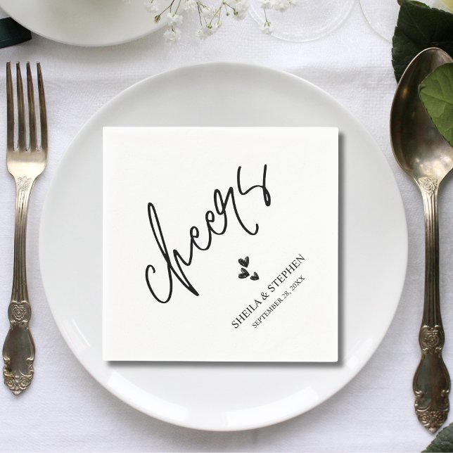Minimalist Wedding Cheers Cocktail Napkin (Creator Uploaded)