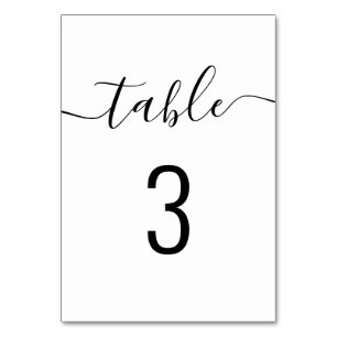 Minimalist Wedding Clean Modern Calligraphy Table Number