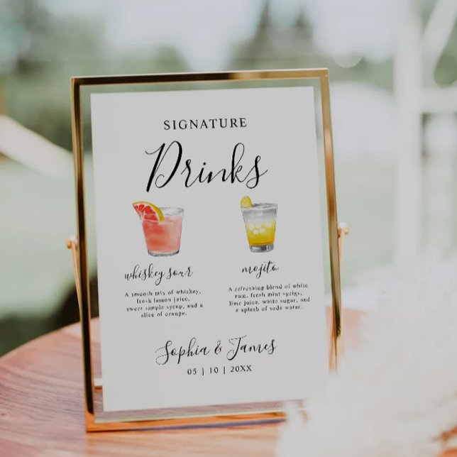 Minimalist Wedding Cocktail Signature Drink Sign (Minimalist Wedding Cocktail Signature Drink Sign)