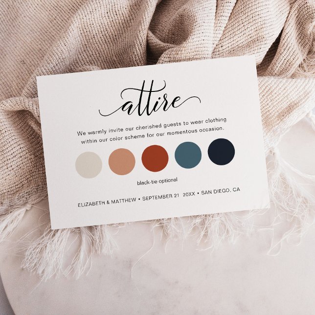 Minimalist Wedding Colour Palette Attire Cards (Minimalist Wedding Color Palette Attire Cards)