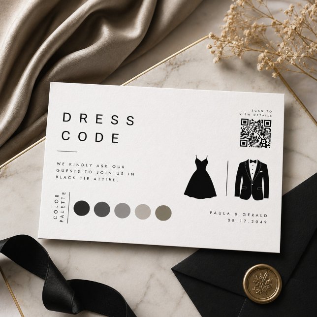 Minimalist Wedding Colour Palette Dress Code QR  Enclosure Card (Creator Uploaded)