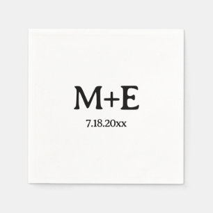 Minimalist Wedding Couple Initials & Date Napkin