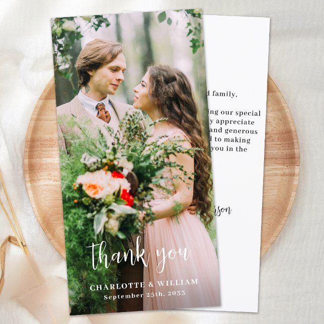 Minimalist Wedding Custom Newlywed Simple Photo Thank You Card (Creator Uploaded)