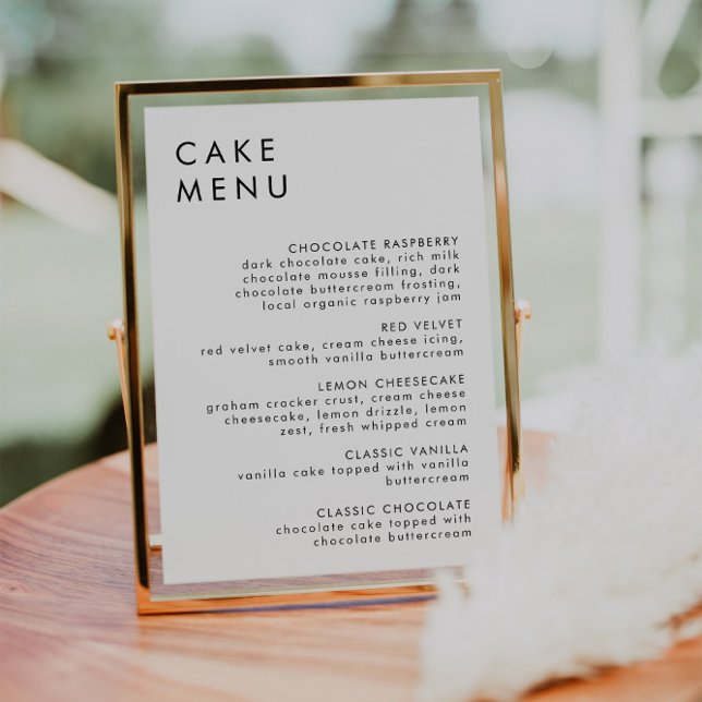 Minimalist Wedding Dessert Bar Cake Menu Sign (Creator Uploaded)