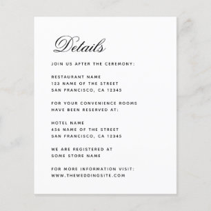 Minimalist Wedding Details Budget Enclosure Card