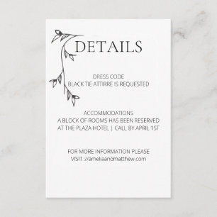 Minimalist Wedding Details Enclosure Card