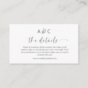 Minimalist Wedding Details Enclosure Card