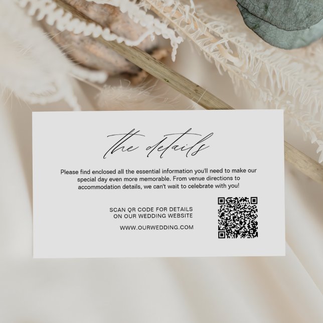 Minimalist Wedding Details QR Code  Enclosure Card (Creator Uploaded)