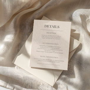 Minimalist Wedding Details Soft Latte Enclosure Card