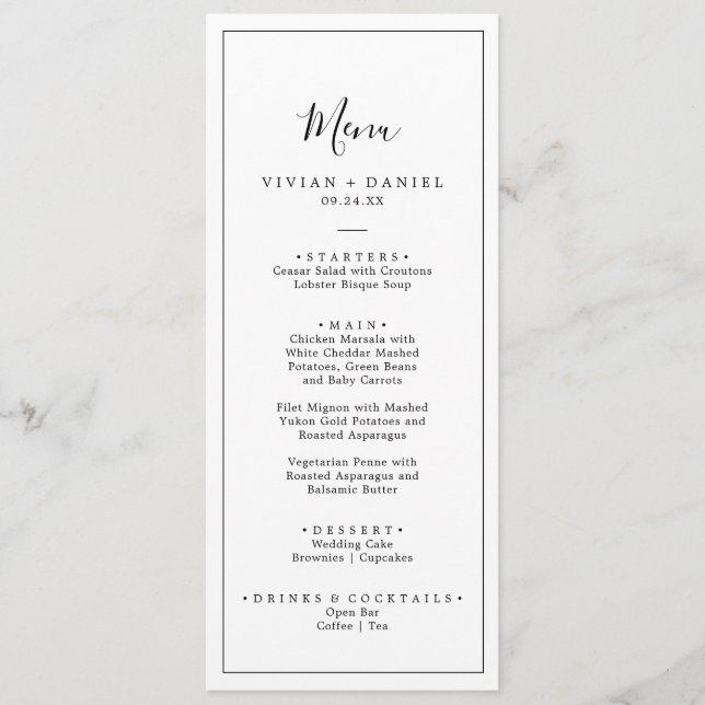 Minimalist Wedding Dinner Menu (Front)