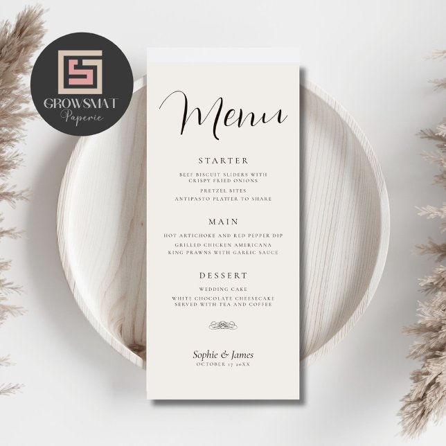 Minimalist Wedding Dinner Menu (Minimalist dinner menu)