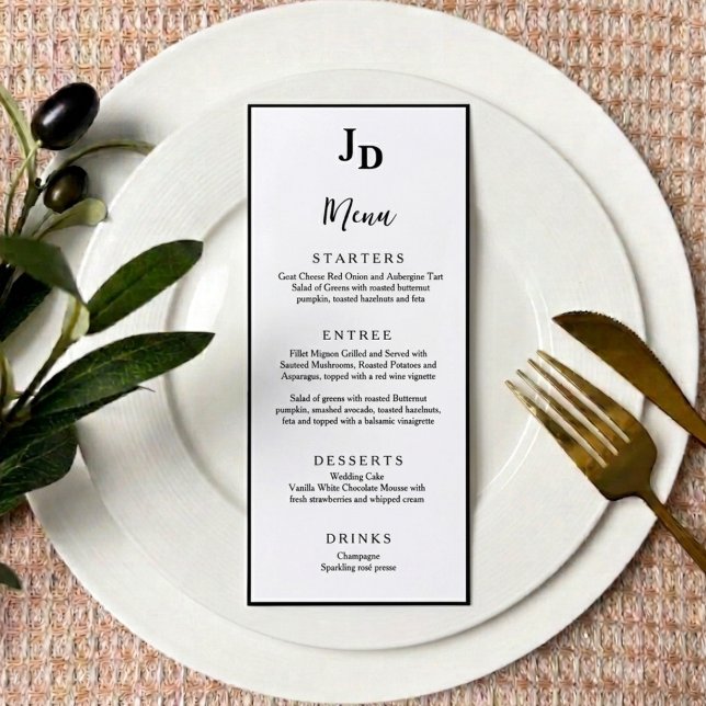Minimalist Wedding Dinner Menu Chic Reception Card (Creator Uploaded)