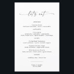 Minimalist Wedding Dinner Menu Let's Eat Food Menu<br><div class="desc">This beautiful Wedding Menu features handwritten calligraphy with a minimalist modern layout - a perfect accent for your wedding or special event. Use this menu for any occasion whether it be your wedding, bridal or baby shower, engagement party, retirement party... whatever you'd like! Easily edit *most* wording to fit your...</div>