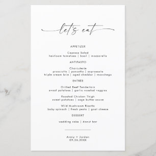 Minimalist Wedding Dinner Menu Let's Eat Food Menu