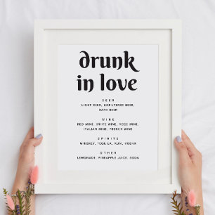 Minimalist Wedding Drink Bar Sign   Drunk in Love