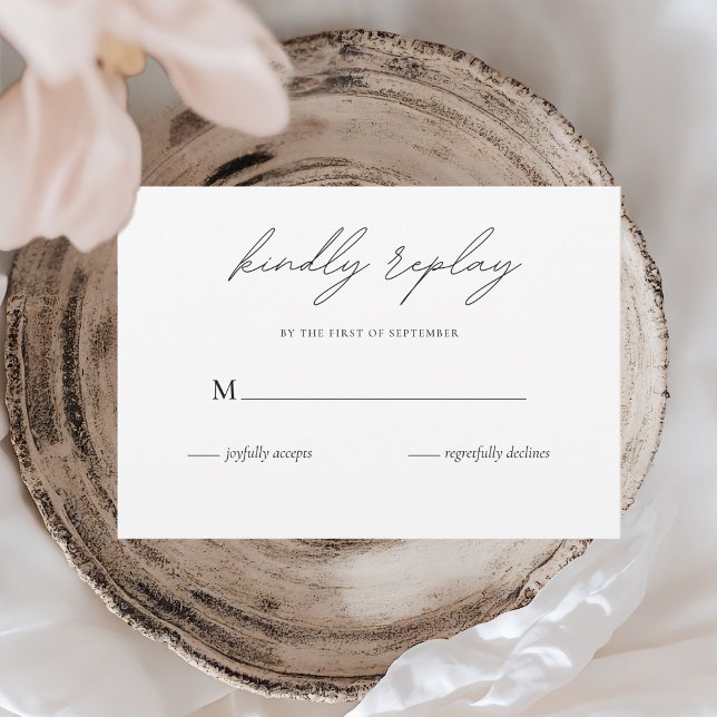 Minimalist Wedding Elegant Black & White RSVP Card (Creator Uploaded)
