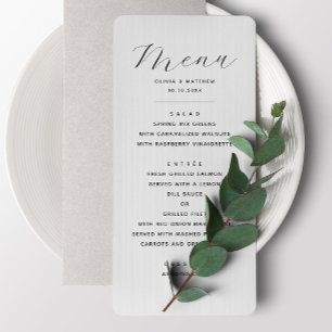 Minimalist Wedding Elegant Chic Reception Dinner Menu