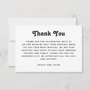 Minimalist Wedding Elegant Modern Typography Thank You Card