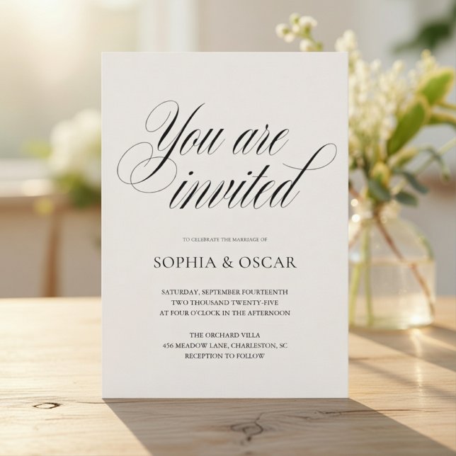 Minimalist Wedding Elegant Script Calligraphy Invitation (Creator Uploaded)