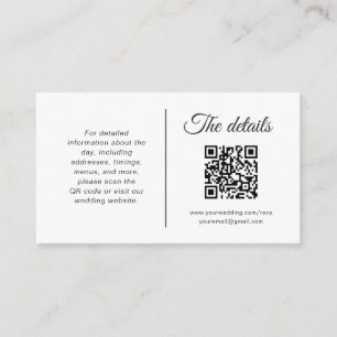 Minimalist Wedding Enclosure Card with QR Code