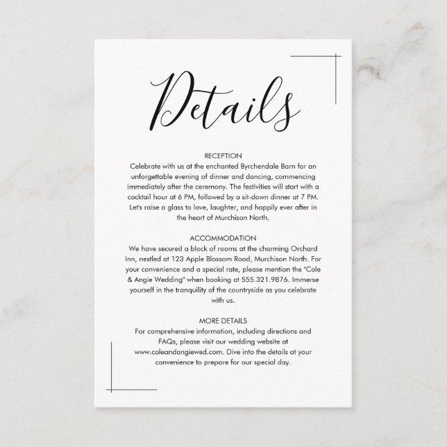 Minimalist Wedding Enclosure Cards (Front)