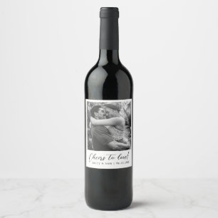 Minimalist Wedding Engagement Custom Photo Favour Wine Label
