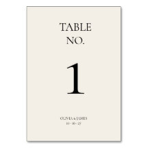 Minimalist Wedding Front & Back Table Numbers