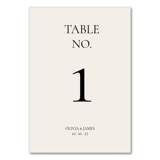 Minimalist Wedding Front & Back Table Numbers (Front)