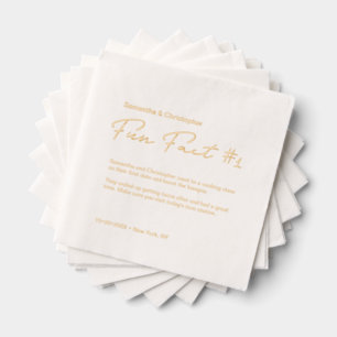 Minimalist wedding fun fact Custom gold foil Napkins