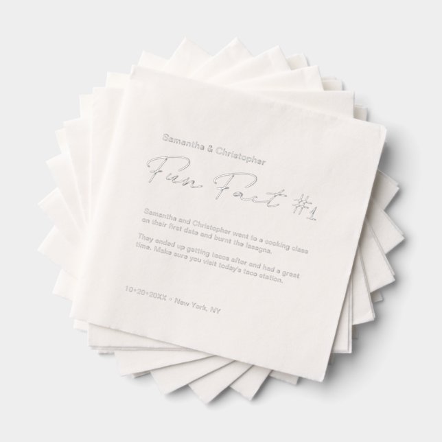 Minimalist wedding fun fact Custom Silver Foil Napkins (Insitu (Stacked))