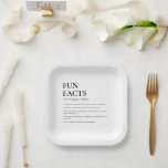 Minimalist Wedding Fun Facts Paper Plate<br><div class="desc">Entertain your wedding guests with some fun and interesting facts about your love story with these wedding fun facts paper plates. The design features a minimalist design with a script calligraphy heading. The script heading is an image that cannot be edited. All of the other text is fully editable. For...</div>