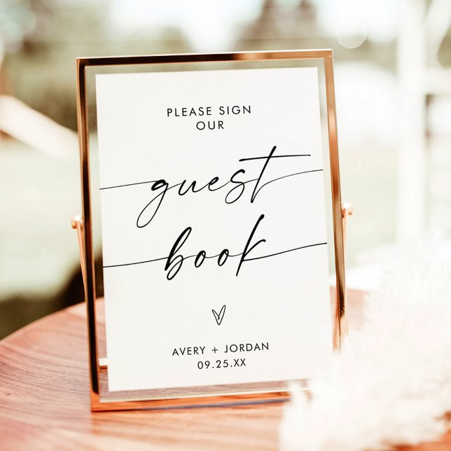 Minimalist Wedding Guest Book Sign, Modern Wedding Invitation (Creator Uploaded)