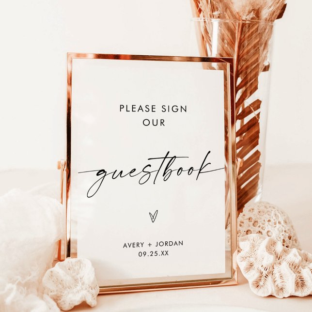 Minimalist Wedding Guest Book Sign, Modern Wedding Invitation (Creator Uploaded)