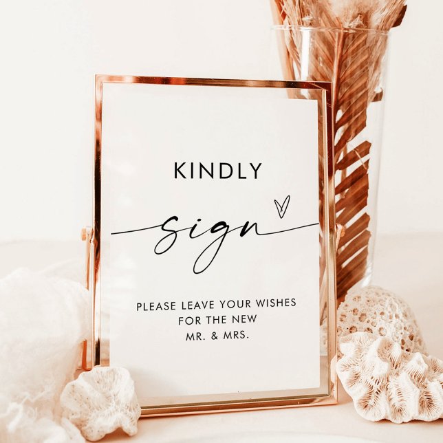 Minimalist Wedding Guestbook Sign, 5x7 Modern Sign (Creator Uploaded)