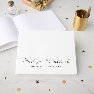 Minimalist Wedding Handwritten Script Typography Guest Book