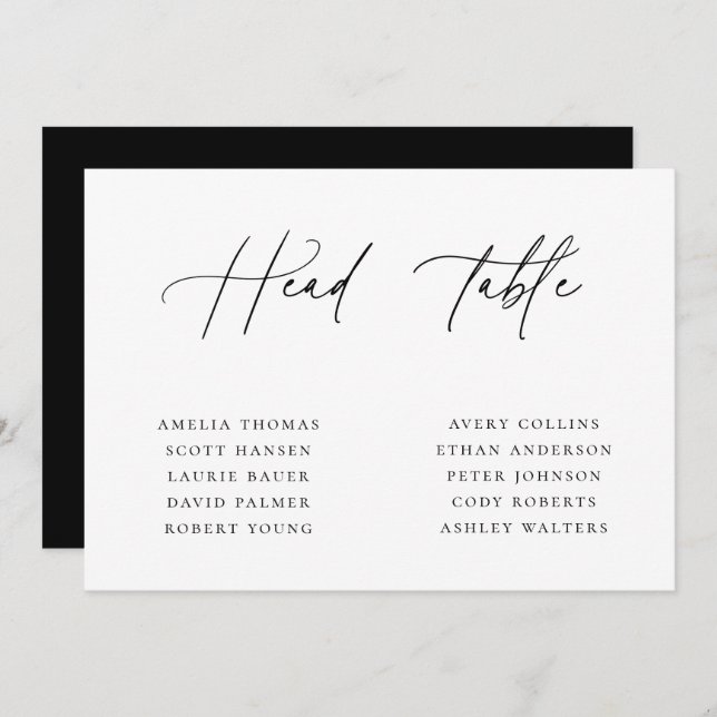 Minimalist Wedding Head Table Seating Card (Front/Back)