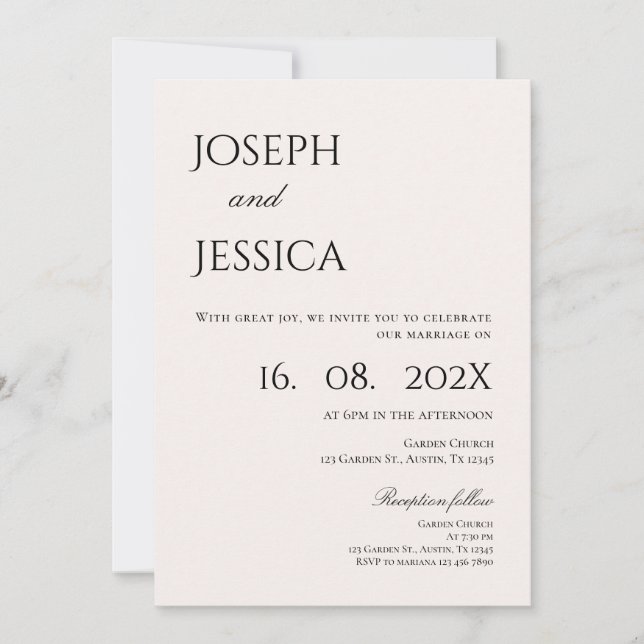 Minimalist Wedding  Invitation (Front)