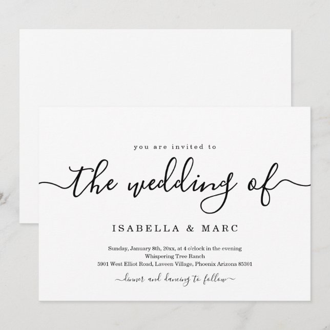 Minimalist Wedding Invitation (Front/Back)